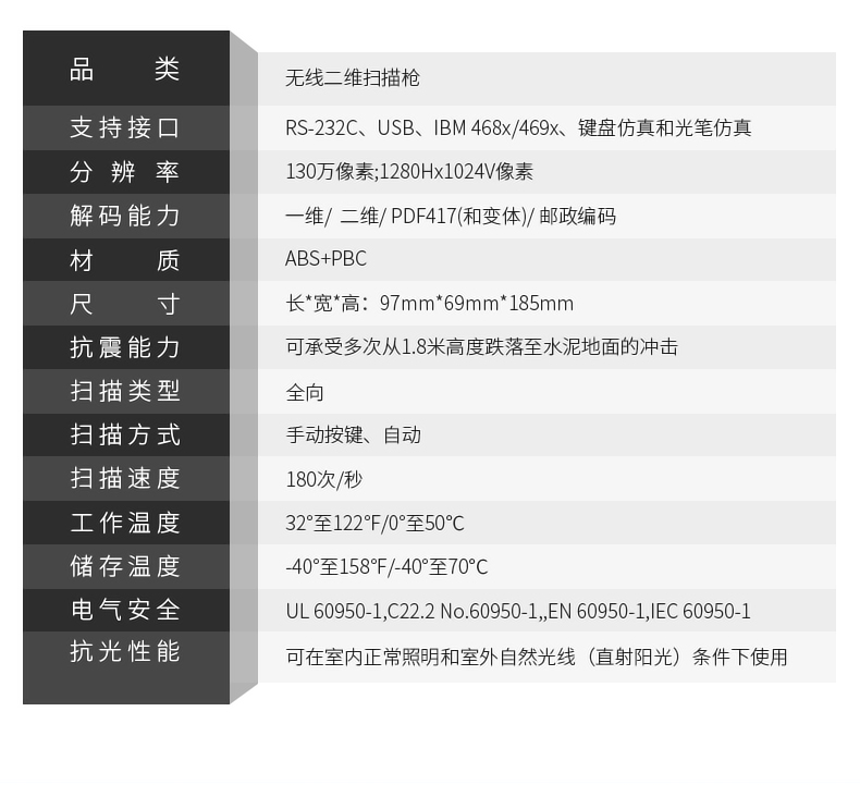 訊寶DS6878無線掃描槍參數(shù)