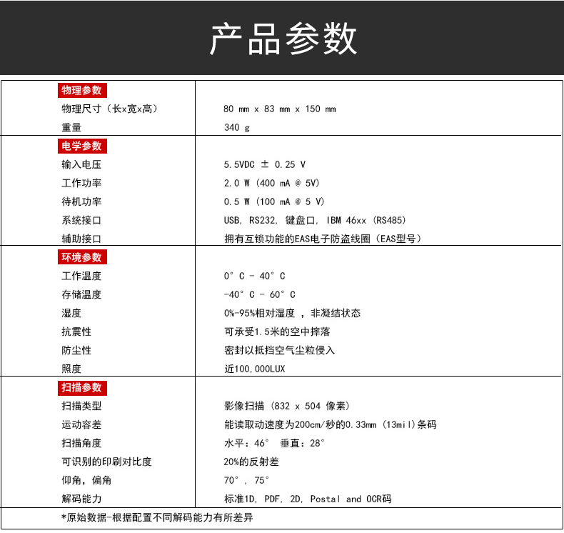 7580g掃描槍詳細參數