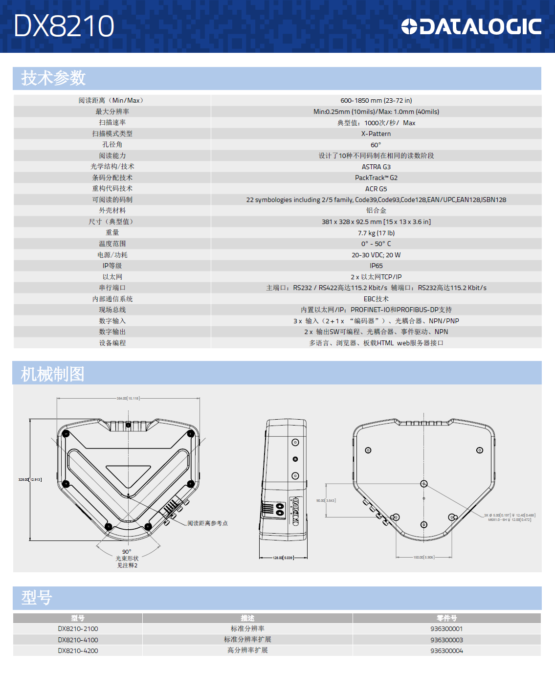 DX8210*方位條碼掃描固定式讀碼器型號、規(guī)格、尺寸詳細圖片展示